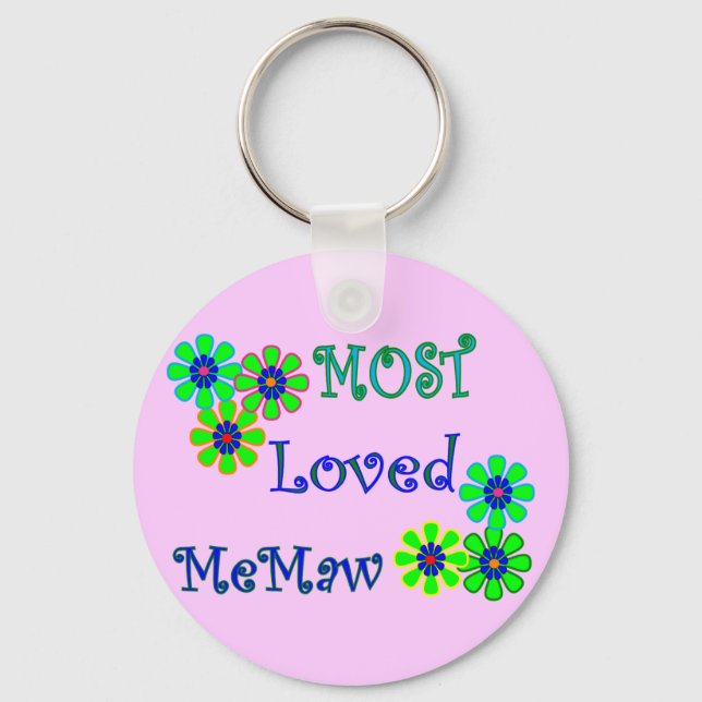 "Most Loved MeMaw"  Mother's Day Gifts Keychain (Front)