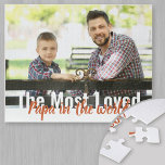 Most Loved Papa in the World Personalized Photo Jigsaw Puzzle<br><div class="desc">Create your own photo puzzle with one of your favourite photos. The modern oversized typography is fully editable and currently reads "The Most Loved Papa in the world". The photo template is ready for you to add your picture,  which is displayed in landscape format.</div>