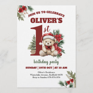 Most Onederful Time Christmas 1st Birthday Party  Invitation