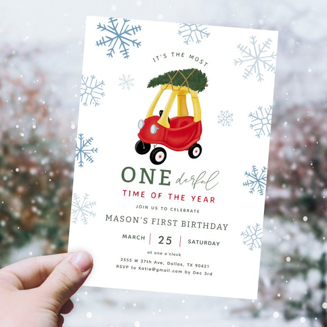Most ONEderful Time Of The Year Car 1st Birthday  Invitation (Creator Uploaded)