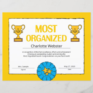 Most Organized Certificate of Achievement PDF