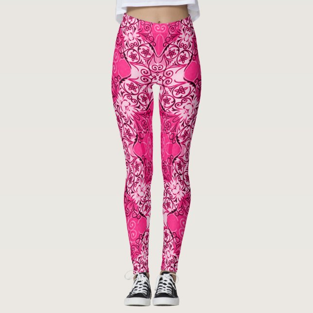 Most popular Decorative Pink Rave Party Leggings (Front)