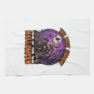 Most Spooky Halloween Haunted House Witch Pumpkins Kitchen Towel