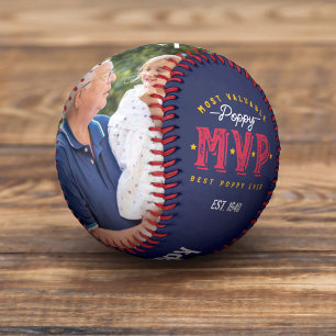 Most Valuable Poppy MVP Custom Two Photo Monogram Baseball