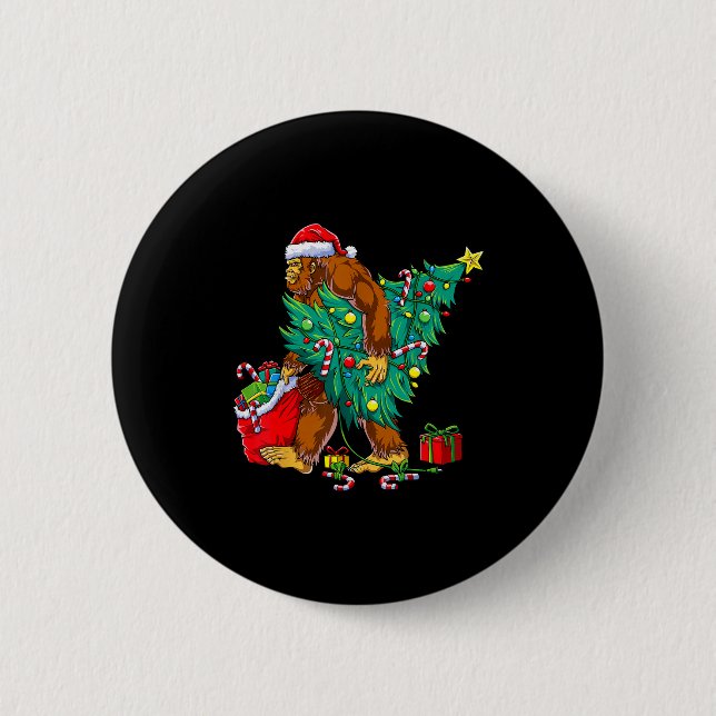 Most Wonderful Christmas Co Bigfoot Christmas Tree 2 Inch Round Button (Front)