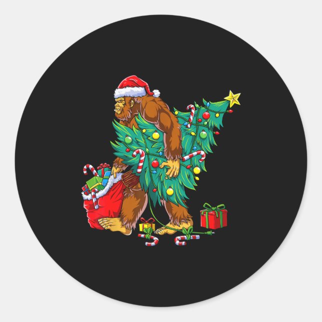 Most Wonderful Christmas Co Bigfoot Christmas Tree Classic Round Sticker (Front)