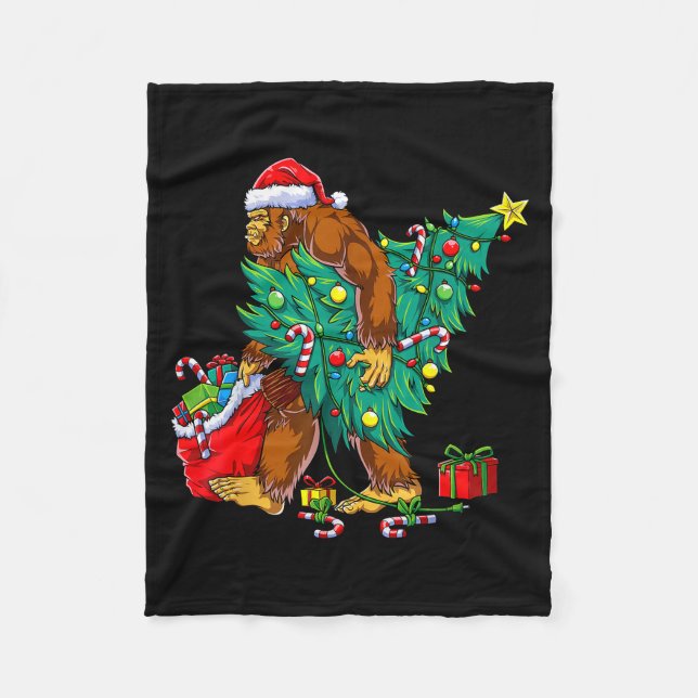 Most Wonderful Christmas Co Bigfoot Christmas Tree Fleece Blanket (Front)