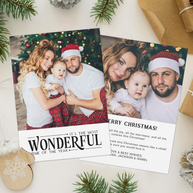 Most wonderful time 2 photo fun Christmas Holiday Card (Creator Uploaded)