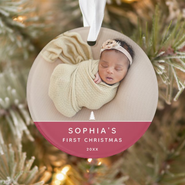 Most Wonderful Time Baby's First Christmas Acrylic Ornament (Tree)