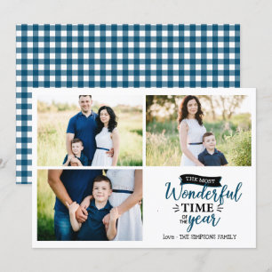 Most wonderful time Blue Holiday photo collage Card