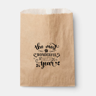 MOST WONDERFUL TIME Christmas Holiday Favour Treat Bag