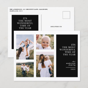 Most wonderful time christmas multi photo  announc holiday postcard
