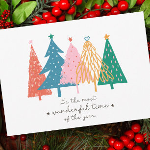 Most Wonderful Time Christmas Tree Holiday Card