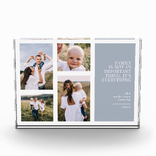 Most wonderful time elegant dusty blue multi photo block