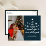 Most Wonderful Time of The Year Blue Script Photo Holiday Postcard<br><div class="desc">Most Wonderful Time of The Year Blue Script Photo Holiday Postcard. Send Holiday Greetings to your loved ones with this festive and Modern Holiday Card. All the texts are pre-arranged for you to personalize easily and quickly with your own details. Happy Holidays!</div>
