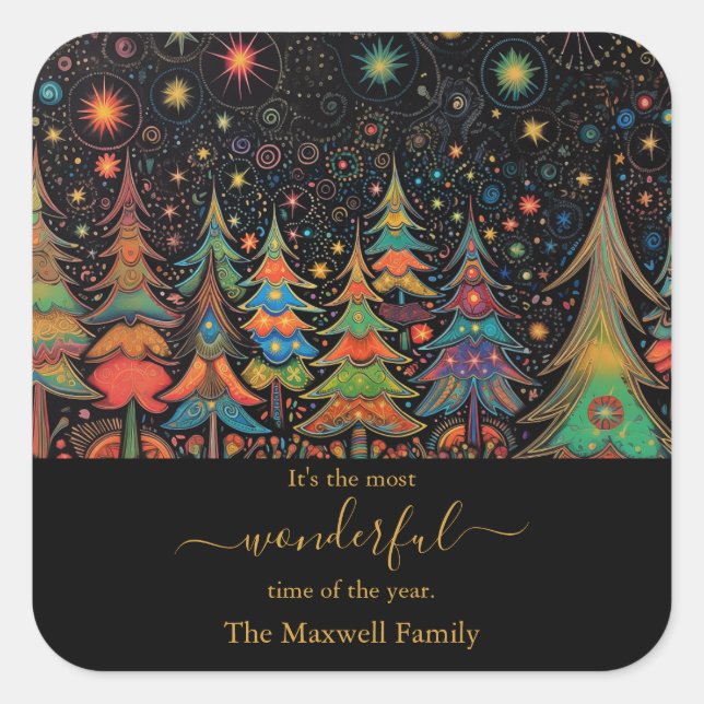 Most wonderful time of the year Christmas Trees  Square Sticker (Front)