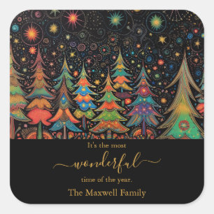 Most wonderful time of the year Christmas Trees  Square Sticker