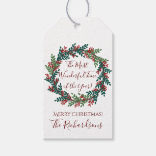 Most Wonderful Time of the Year Christmas Wreath Gift Tags