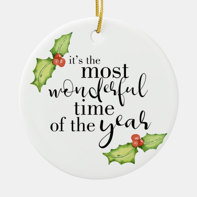 Most Wonderful Time of the Year Family Photo Ceramic Ornament (Front)