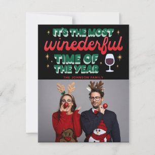 Most Wonderful Time of The Year Red Script Photo Holiday Card