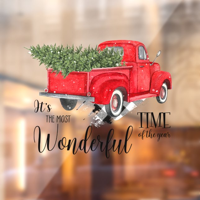 Most Wonderful Time of the Year Red Truck Window Cling (Sheet 2)