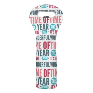 Most Wonderful Time of the Year Typography Wine Bag