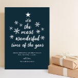 Most Wonderful Time of Year Blue Script Non Photo Holiday Card<br><div class="desc">Most Wonderful Time of Year Blue Script Non Photo Holiday Card. Send customizable and personalized holiday greetings to friends,  colleagues and family in simple,  chic,  elegant and modern photo design festive,  natural minimalist style cards! Below the calligraphy features your custom greeting message in modern typography.</div>