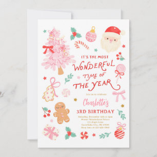 Most Wonderful Time Of Year Christmas Birthday Invitation