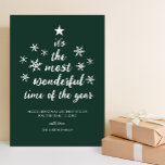 Most Wonderful Time of Year Green Script Non Photo Holiday Card<br><div class="desc">Most Wonderful Time of Year Green Script Non Photo Holiday Card. Send customizable and personalized holiday greetings to friends,  colleagues and family in simple,  chic,  elegant and modern photo design festive,  natural minimalist style cards! Below the calligraphy features your custom greeting message in modern typography.</div>