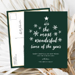 Most Wonderful Time of Year Green Script Non Photo Holiday Postcard<br><div class="desc">Most Wonderful Time of Year Green Script Non Photo Modern Holiday Postcard. Send Holiday Greetings to your loved ones with this festive and Modern Holiday Card. All the texts are pre-arranged for you to personalize easily and quickly with your own details. Happy Holidays!</div>