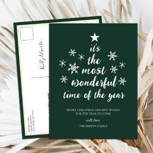 Most Wonderful Time of Year Green Script Non Photo Holiday Postcard