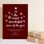 Most Wonderful Time of Year Red Script Non Photo Holiday Card<br><div class="desc">Most Wonderful Time of Year Red Script Non Photo Holiday Card. Send customizable and personalized holiday greetings to friends,  colleagues and family in simple,  chic,  elegant and modern photo design festive,  natural minimalist style cards! Below the calligraphy features your custom greeting message in modern typography.</div>