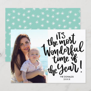 Most Wonderful time of Year   White HOLIDAY Photo Invitation