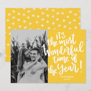 Most Wonderful time of Year   Yellow HOLIDAY Photo Invitation