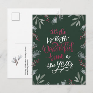 Most Wonderful Time Script Holiday Postcard