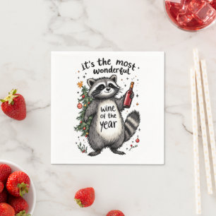 Most Wonderful Wine of the Year Raccoon  Napkin