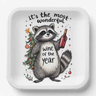 Most Wonderful Wine of the Year Raccoon  Paper Plate