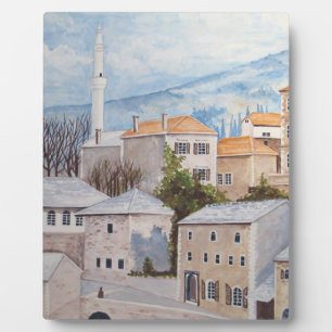 Mostar, Bosnia - Acrylic Townscape Painting Plaque