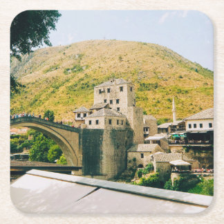 Mostar - Bosnia and herzegovina Square Paper Coaster