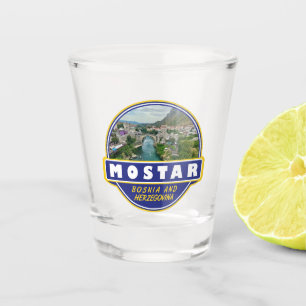 Mostar Bosnia and Herzegovina Travel Art Emblem Shot Glass