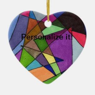 "Mostly acute angles in multi-colored heart Ceramic Ornament