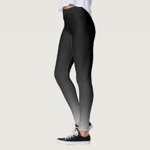 Mostly Black to Grey Ombre Gradient Fade Leggings