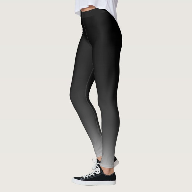 Mostly Black to Grey Ombre Gradient Fade Leggings (Left)