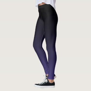 Mostly Black To Purple Ombre Gradient Fade Leggings