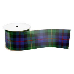 Mostly Blue Violet and Green Plaid Pattern Satin R Satin Ribbon