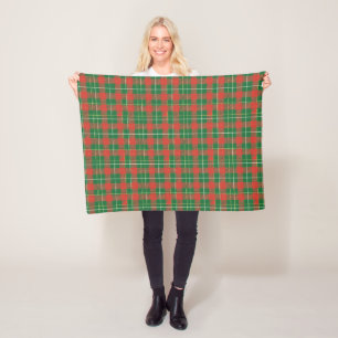 Mostly Christmas Plaid red, gold, white Fleece Blanket