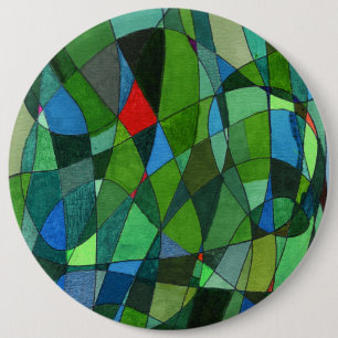"Mostly Greens" Abstract Art Button