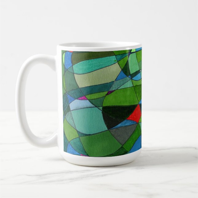 "Mostly Greens" Abstract Design Mug (Left)