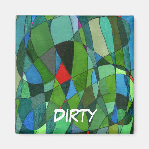 "Mostly Greens" Abstract Dishwasher Status Magnet