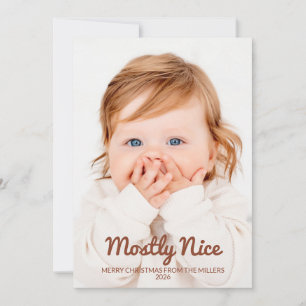 Mostly Nice Funny 2 Photo Holiday Christmas Card